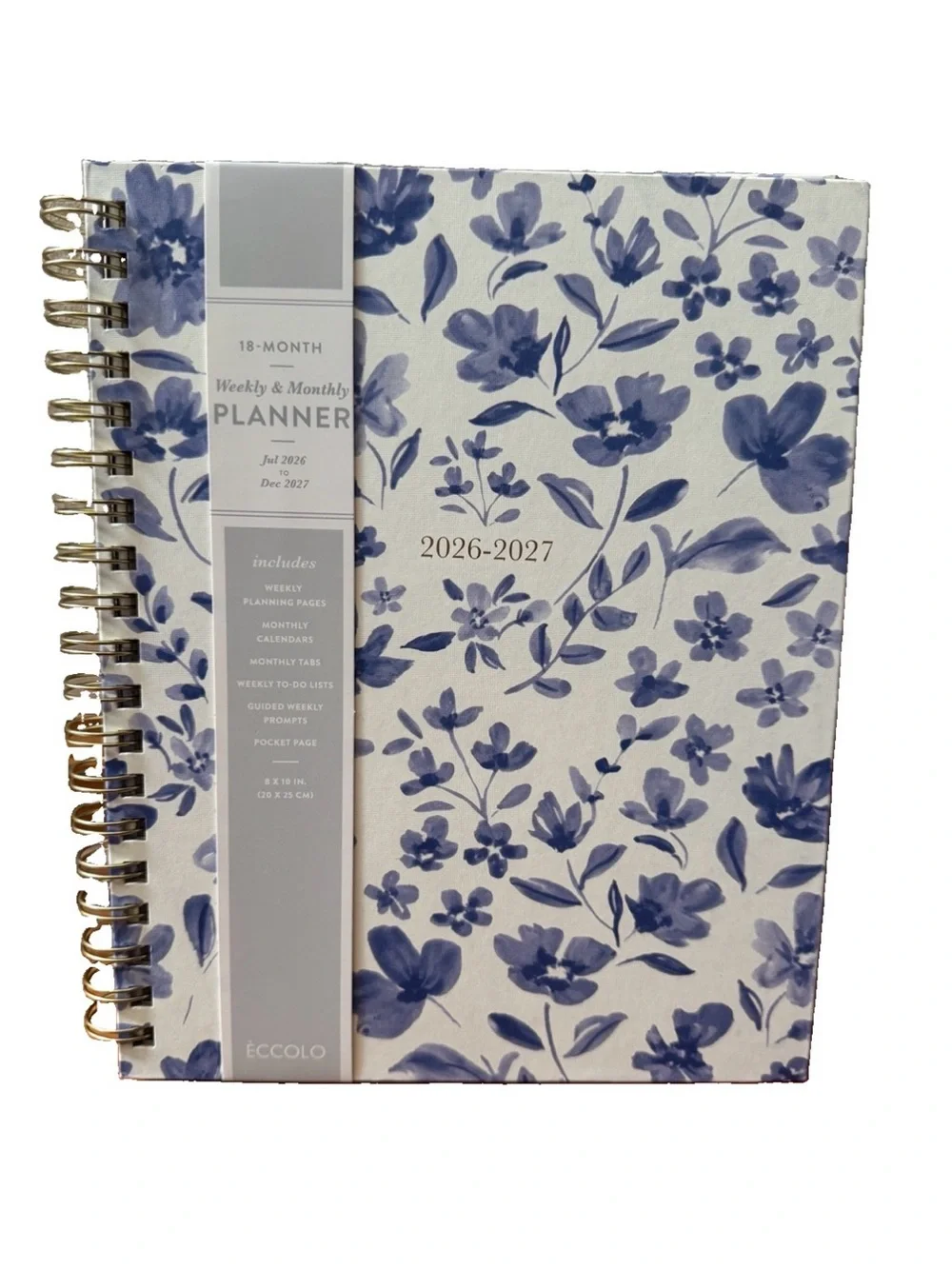 Eccolo Planner 2026- 2027 18-Month Weekly & Monthly Planner Hard Cover 10x8”